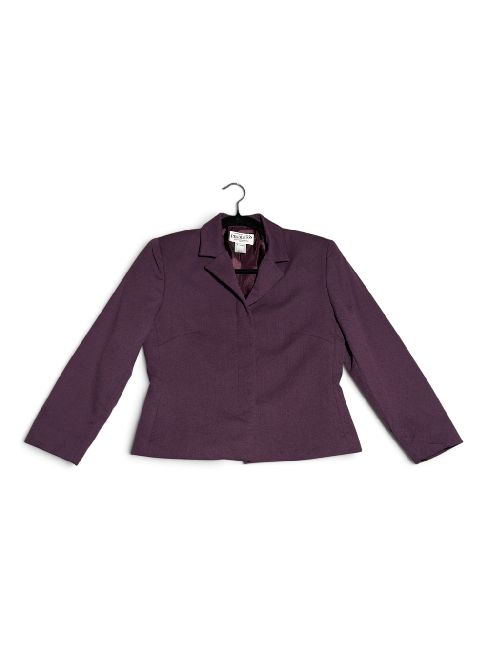 Vintage Pendleton Petites 100% Wool Blazer Size 2 Purple Made in USA
